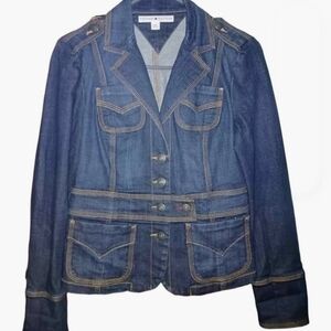 Tommy Hilfiger Women's Denim Blazer Jacket in Dark Blue